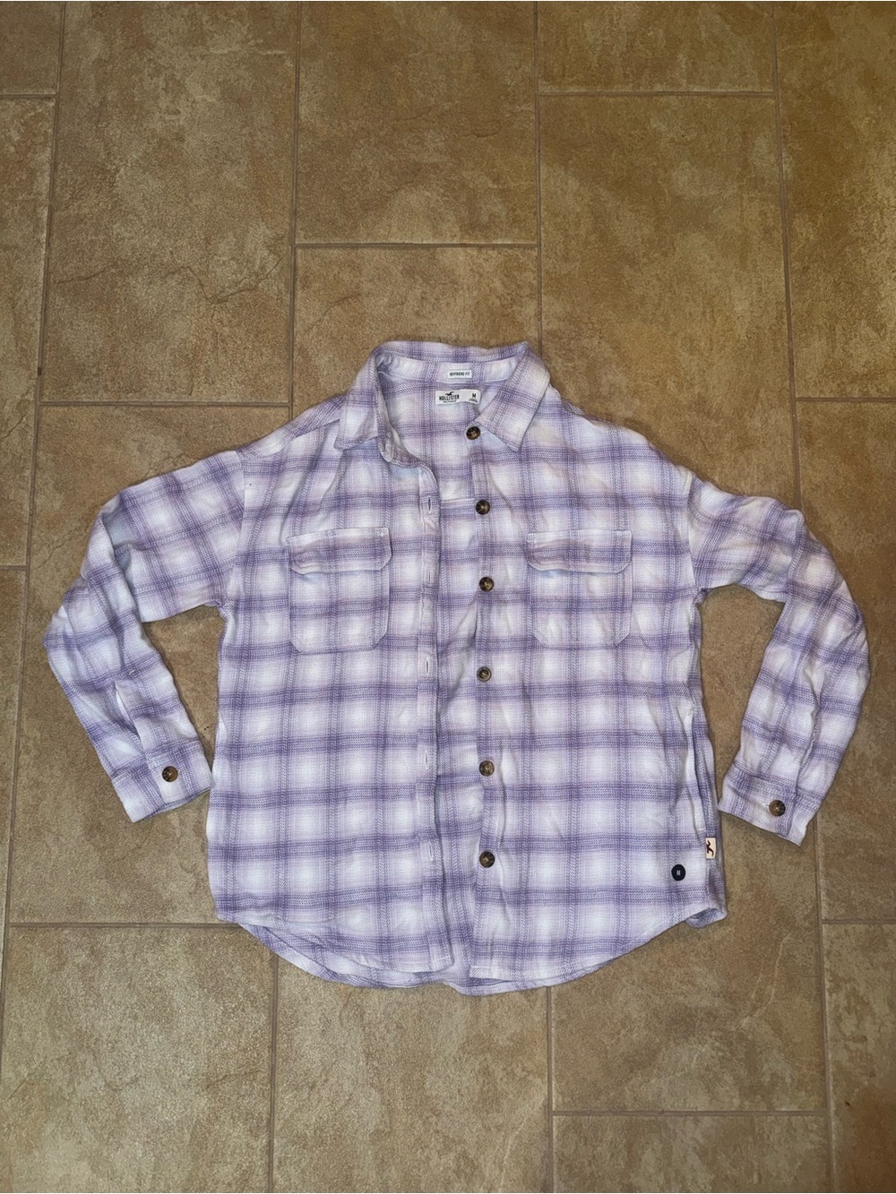 Hollister Purple Plaid Button Down Shirt